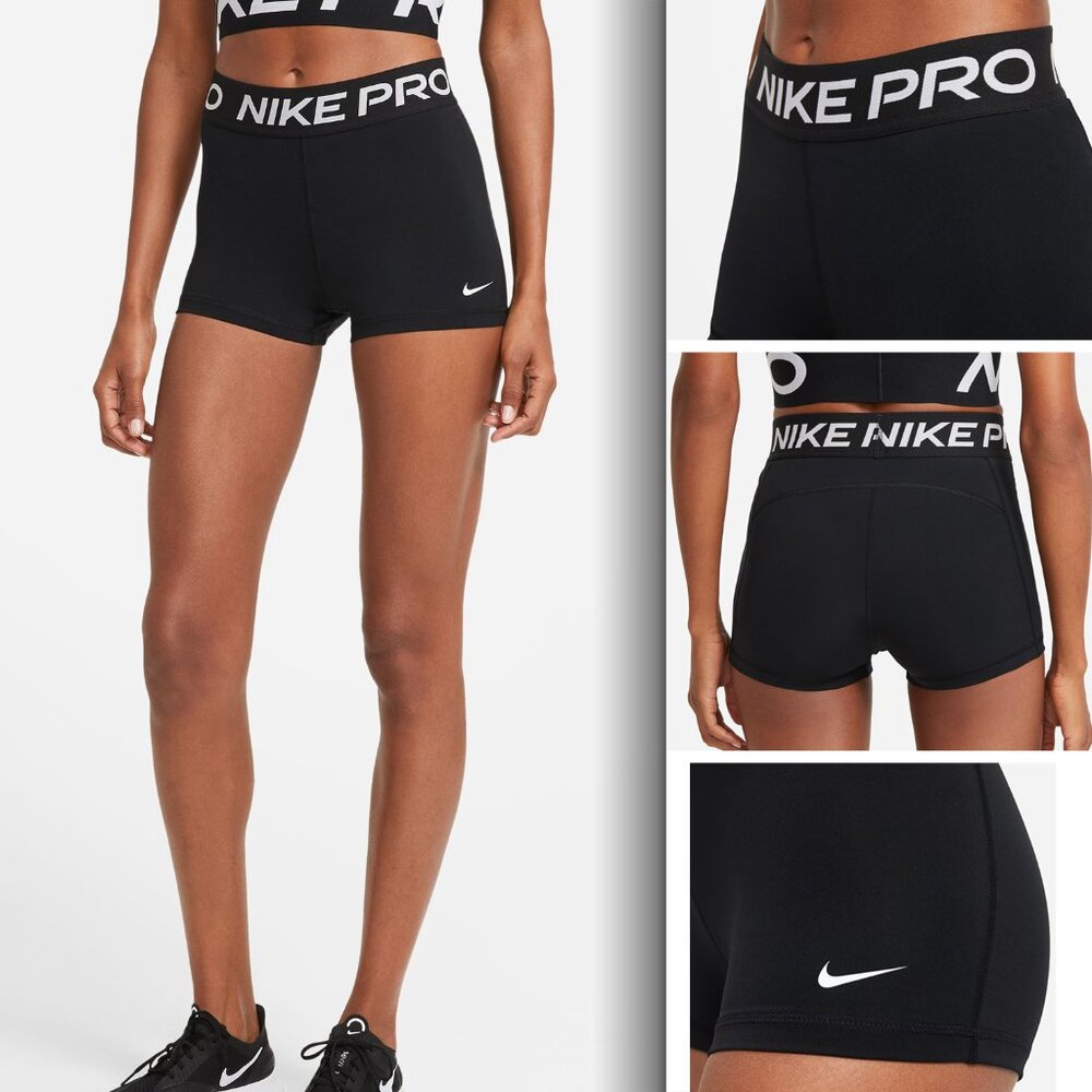 NWT New Nike Pro 365 Women's 3" Shorts Compression Tights Black Running Sz M